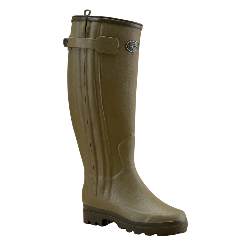 Le Chameau Chasseur Women's Neoprene Lined Zip Wellington Boot in Vert Vierzon-3